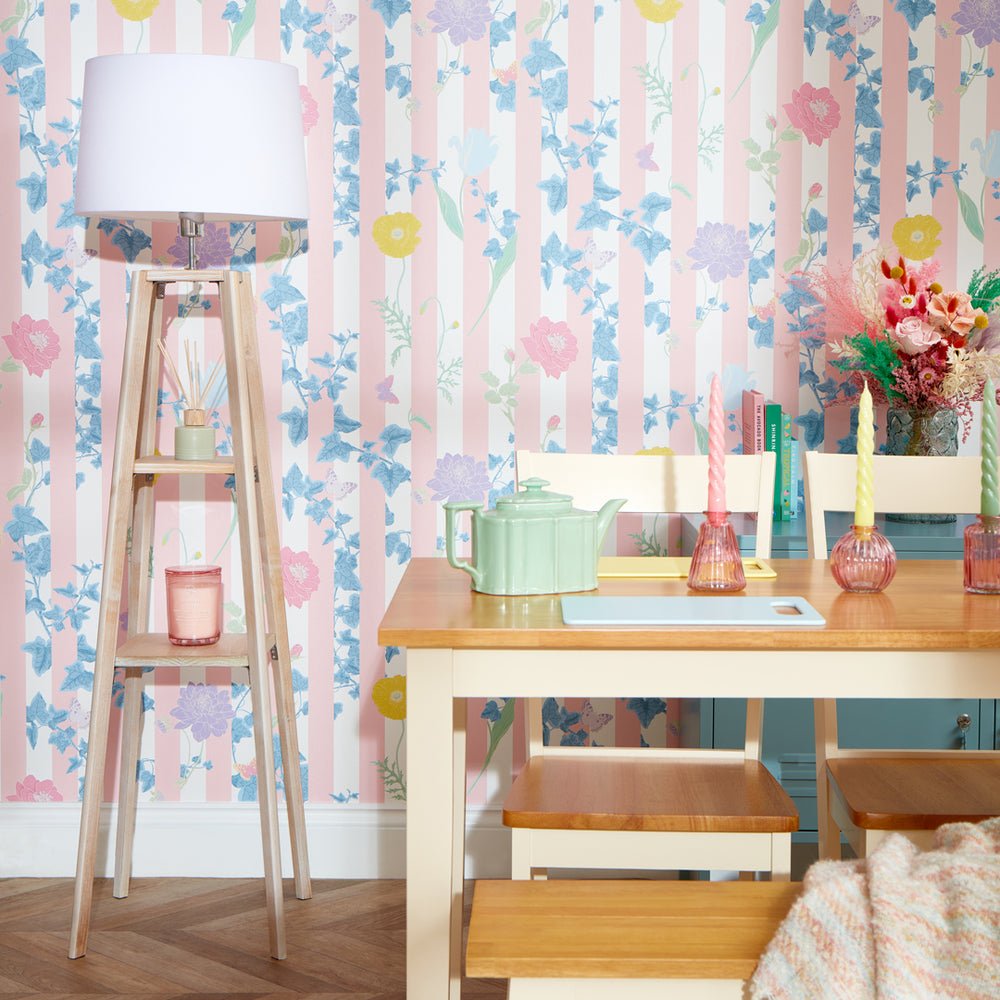 Secret Garden Wallpaper - Bubblegum with Pastels - Lust Home - LH900401 - Premier Wallcovering