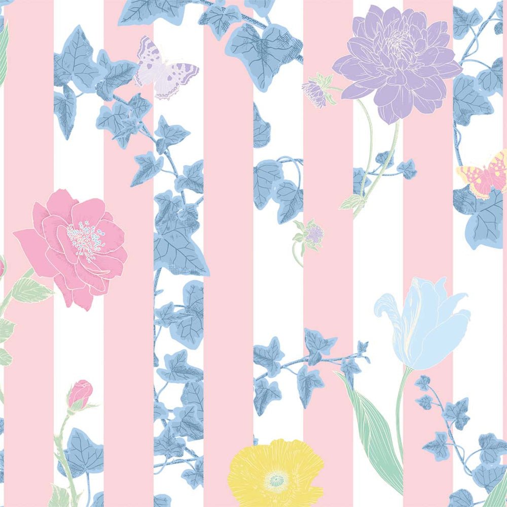 Secret Garden Wallpaper - Bubblegum with Pastels - Lust Home - LH900401 - Premier Wallcovering