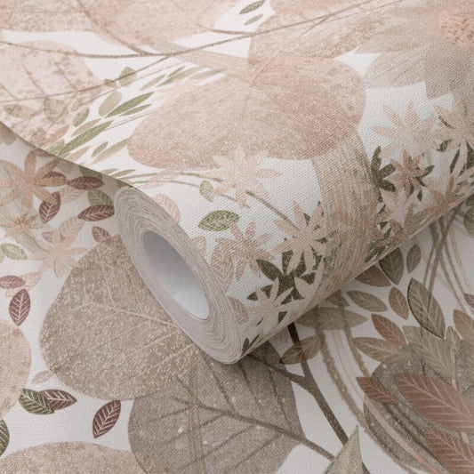 Secret Grove Floral Wallpaper - Pink/Green - Erismann - 10506 - 05 - Premier Wallcovering