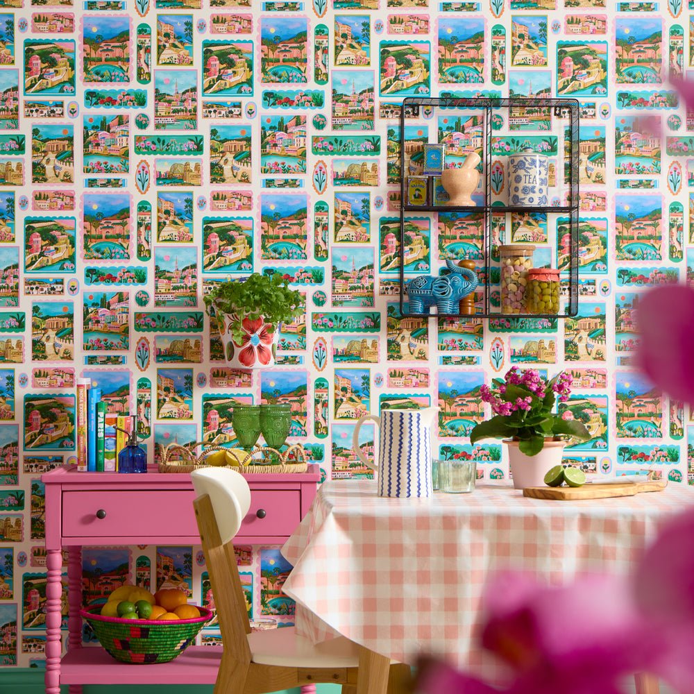 Send Me a Postcard Wallpaper - Summer Brights - Lust Home - LH900485 - Premier Wallcovering