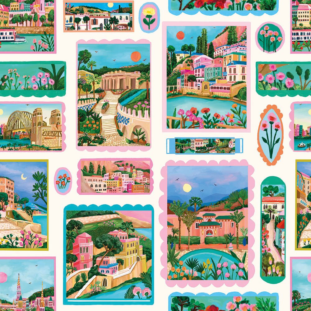 Send Me a Postcard Wallpaper - Summer Brights - Lust Home - LH900485 - Premier Wallcovering