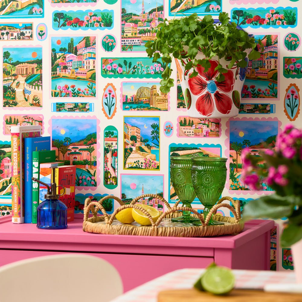 Send Me a Postcard Wallpaper - Summer Brights - Lust Home - LH900485 - Premier Wallcovering