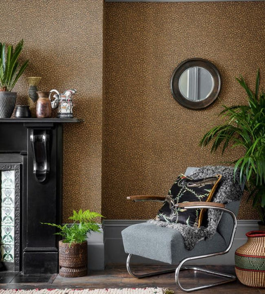 Senzo Spot Wallpaper - Soot & Metallic Gold on Cream - 109/6027 - Cole & Son - Premier Wallcovering