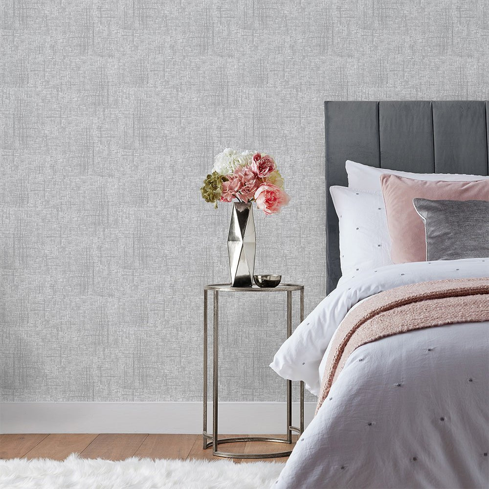 Serafina Vinyl Wallpaper - Silver - Furn - SERAFIN/WP1/SIL - Premier Wallcovering