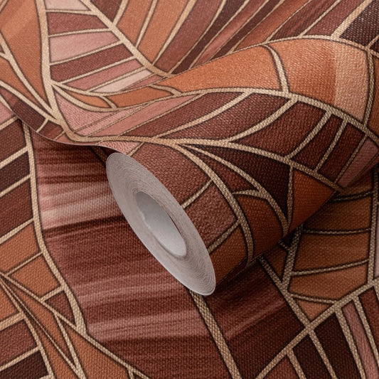 Serenade Leaf Metallic Wallpaper - Rust - Elle Decoration - 10446 - 13 - Premier Wallcovering