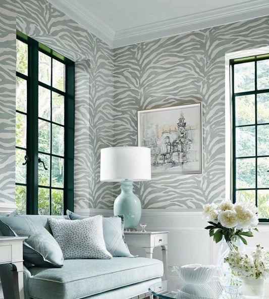 Serengeti Wallpaper - Aqua - Thibaut - T85026 - Premier Wallcovering