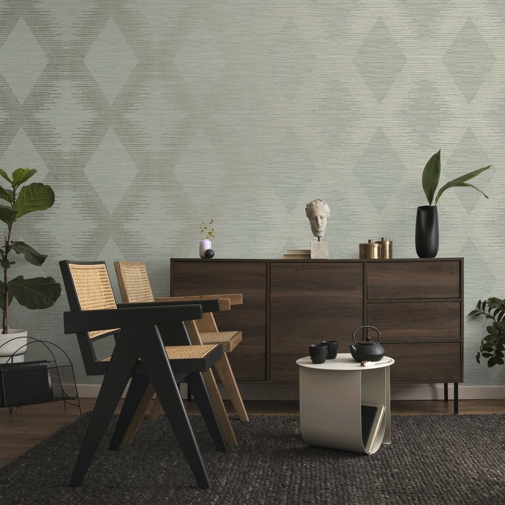 Serenity Geo Wallpaper - Sage - Superfresco Easy - 120725 - Premier Wallcovering