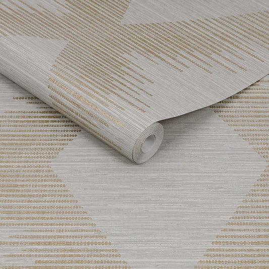 Serenity Geo Wallpaper - Neutral & Gold - Superfresco Easy - 120246 - Premier Wallcovering