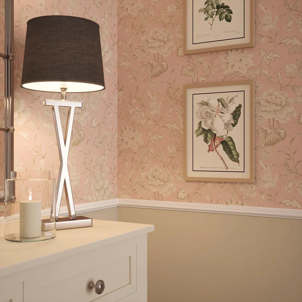Serenity Wallpaper - Pink Parfait and Vintage Cream - LAN100113 - Lucie Annabel - Premier Wallcovering