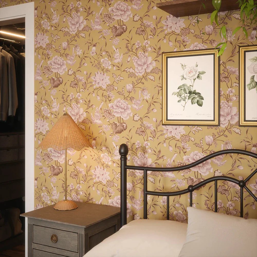 Serenity Wallpaper - Antique Gold and Fig - LAN100116 - Lucie Annabel - Premier Wallcovering