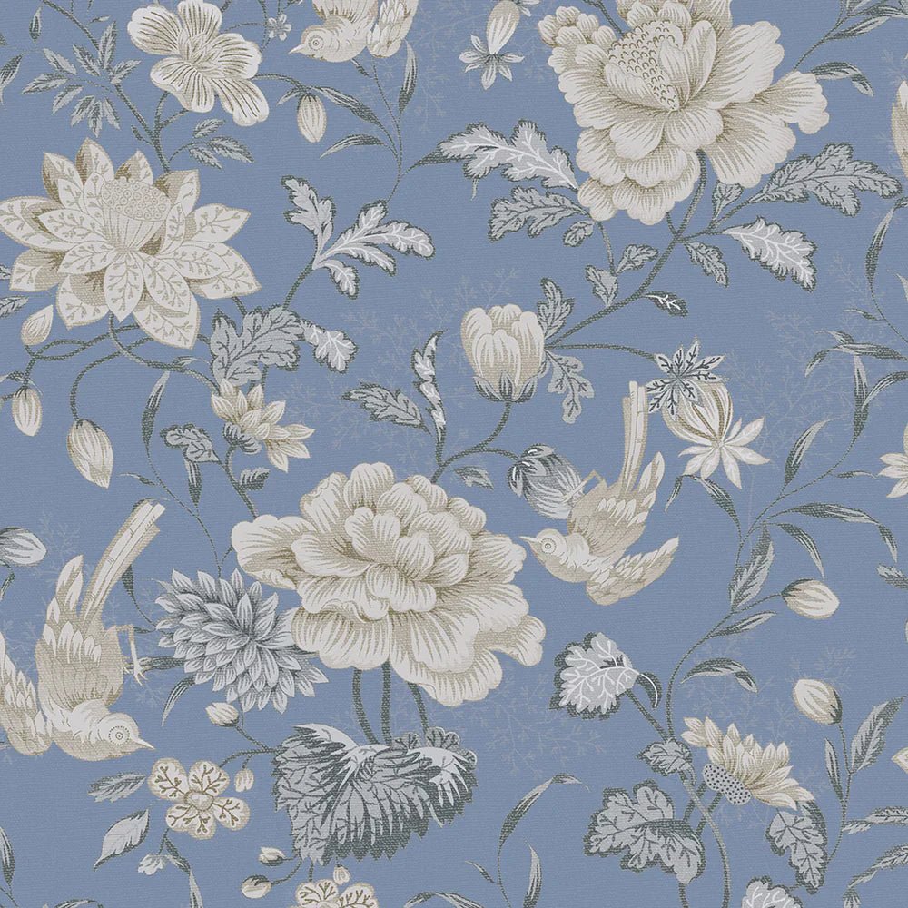 Serenity Wallpaper - Bluebell and Vintage Cream - LAN100114 - Lucie Annabel - Premier Wallcovering