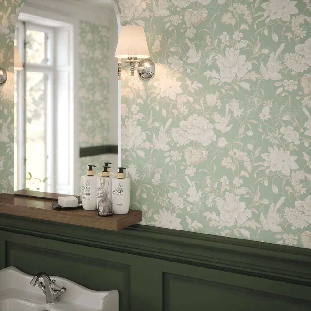Serenity Wallpaper - Mint Sorbet and Vintage Cream - LAN100112 - Lucie Annabel - Premier Wallcovering