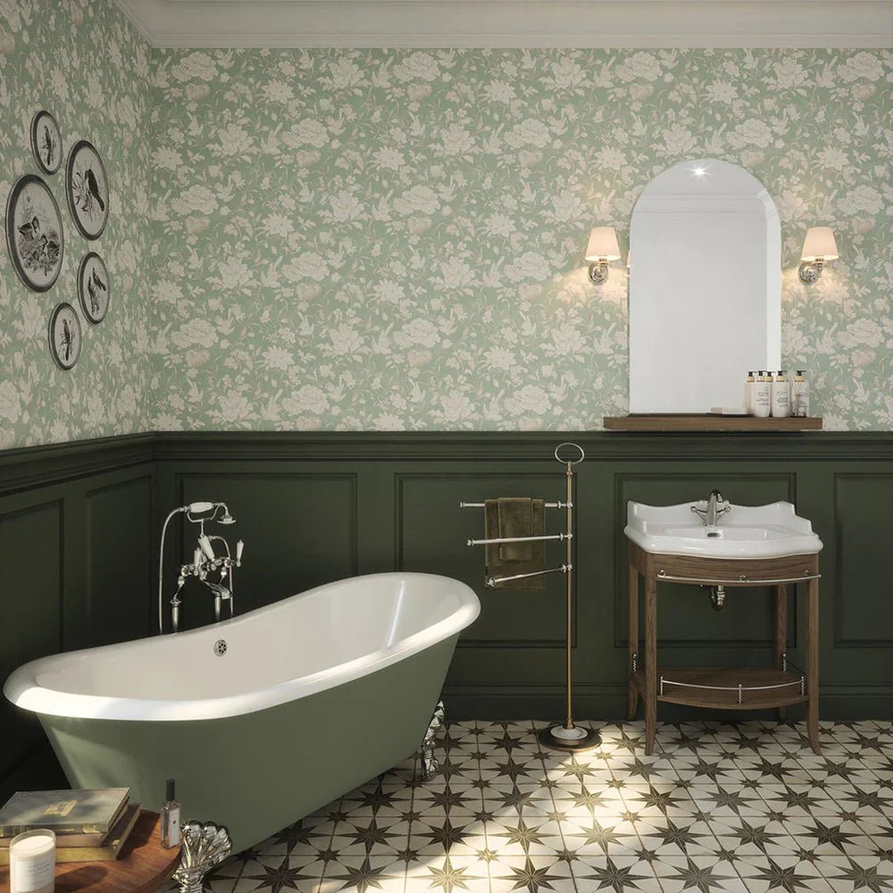 Serenity Wallpaper - Mint Sorbet and Vintage Cream - LAN100112 - Lucie Annabel - Premier Wallcovering