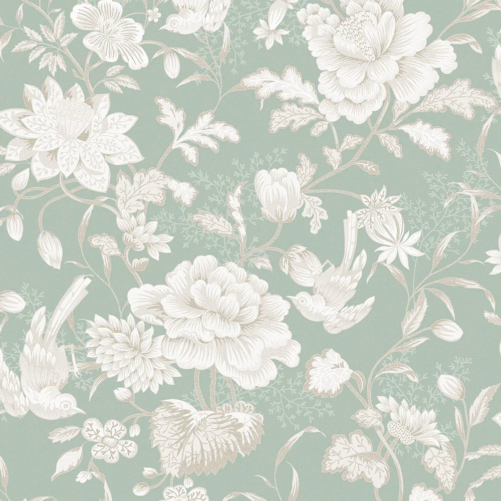 Serenity Wallpaper - Mint Sorbet and Vintage Cream - LAN100112 - Lucie Annabel - Premier Wallcovering