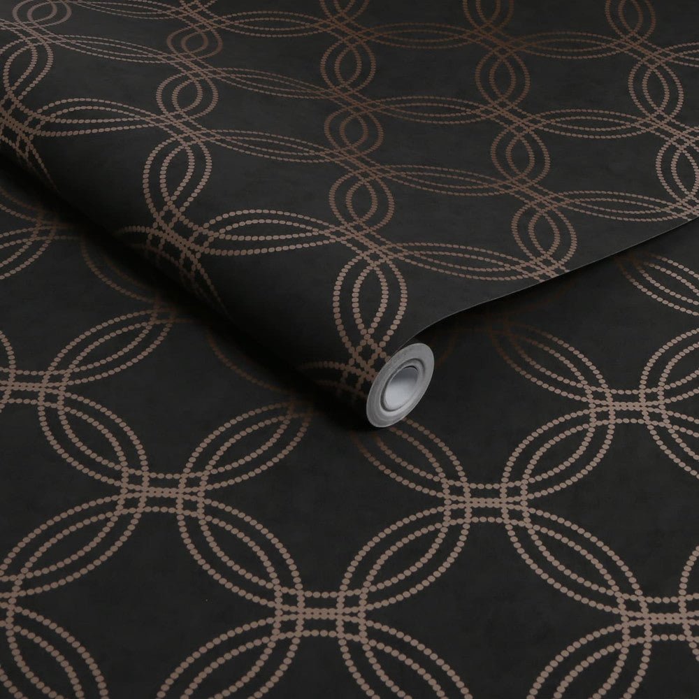 Serpentine Wallpaper - Black & Rose Gold - Superfresco Easy - 120141 - Premier Wallcovering
