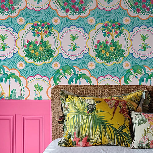 Serving up Tropical Delight Wallpaper - Tropical Turquoise - Lust Home - LH900603 - Premier Wallcovering