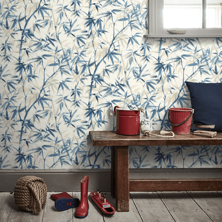 Shadow Bamboo Wallpaper - Sapphire - Ohpopsi - HAN50116W - Premier Wallcovering