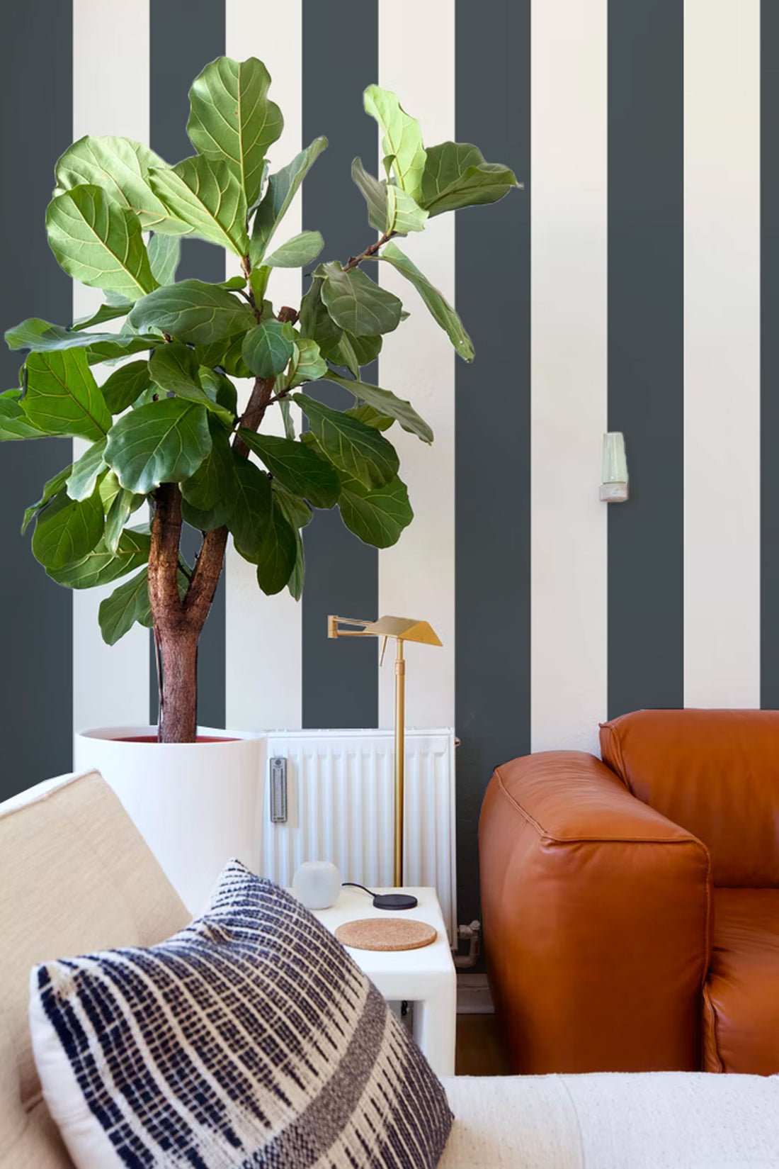 Shanklin Stripes Wallpaper - Charcoal - Summer Gray - Premier Wallcovering