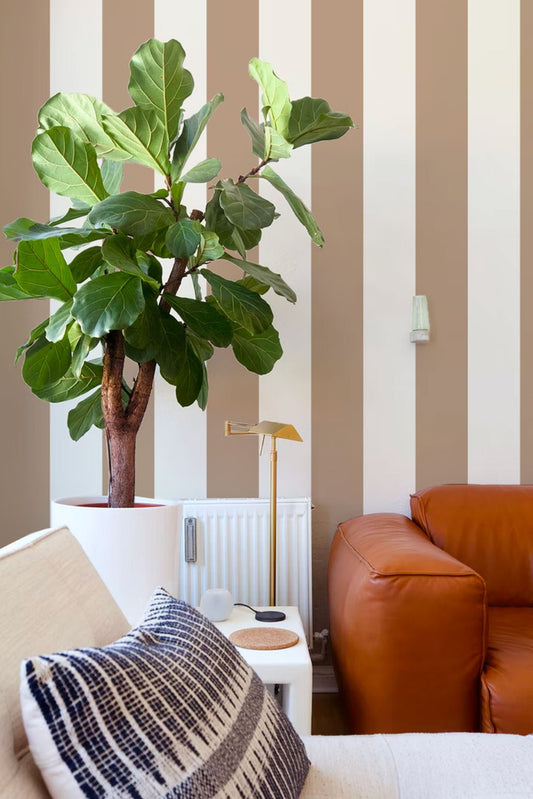 Shanklin Stripes Wallpaper - Beige - Summer Gray - Premier Wallcovering