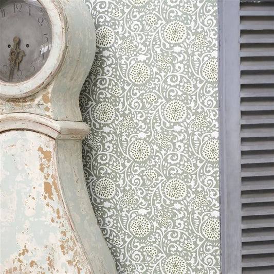 Shaqui Wallpaper - Vintage Green - PDG1147/05 - Designers Guild - Premier Wallcovering