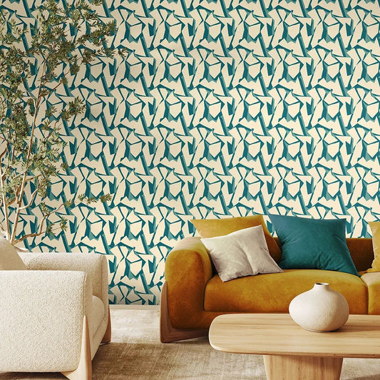 Shatter Wallpaper - Teal - Ohpopsi - FRA50109W - Premier Wallcovering