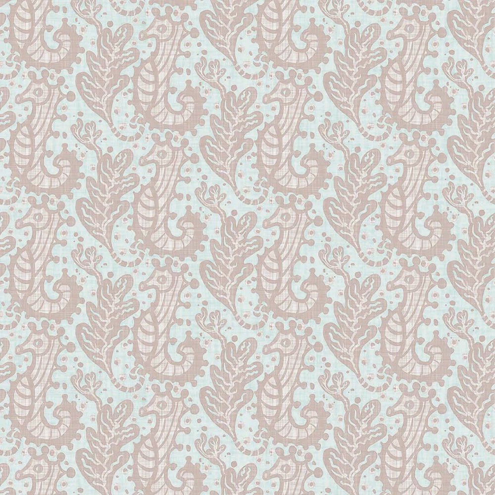 Shetland Seahorses Wallpaper - Vintage Rose on Mineral - LAN100268 - Lucie Annabel - Premier Wallcovering