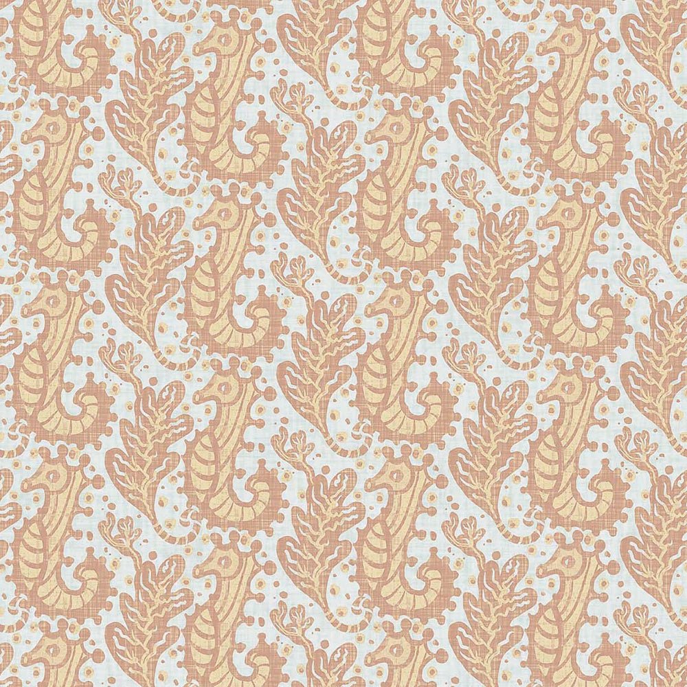 Shetland Seahorses Wallpaper - Lemon Meringue on Duck Egg - LAN100271 - Lucie Annabel - Premier Wallcovering