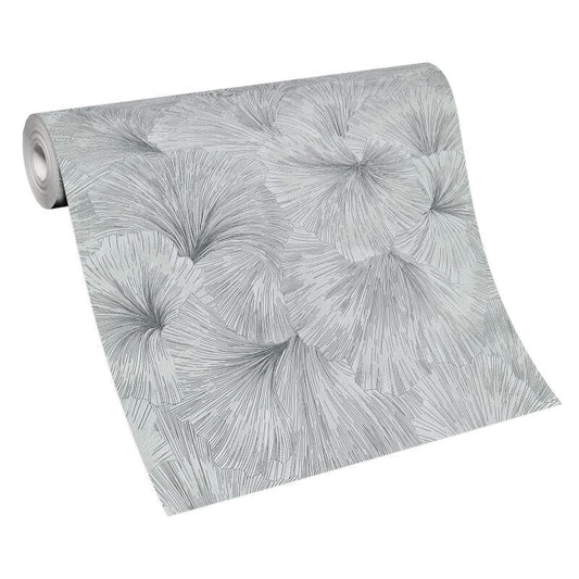 Shine Floral Leaf Metallic Wallpaper - Grey - Erismann - 10373 - 10 - Premier Wallcovering