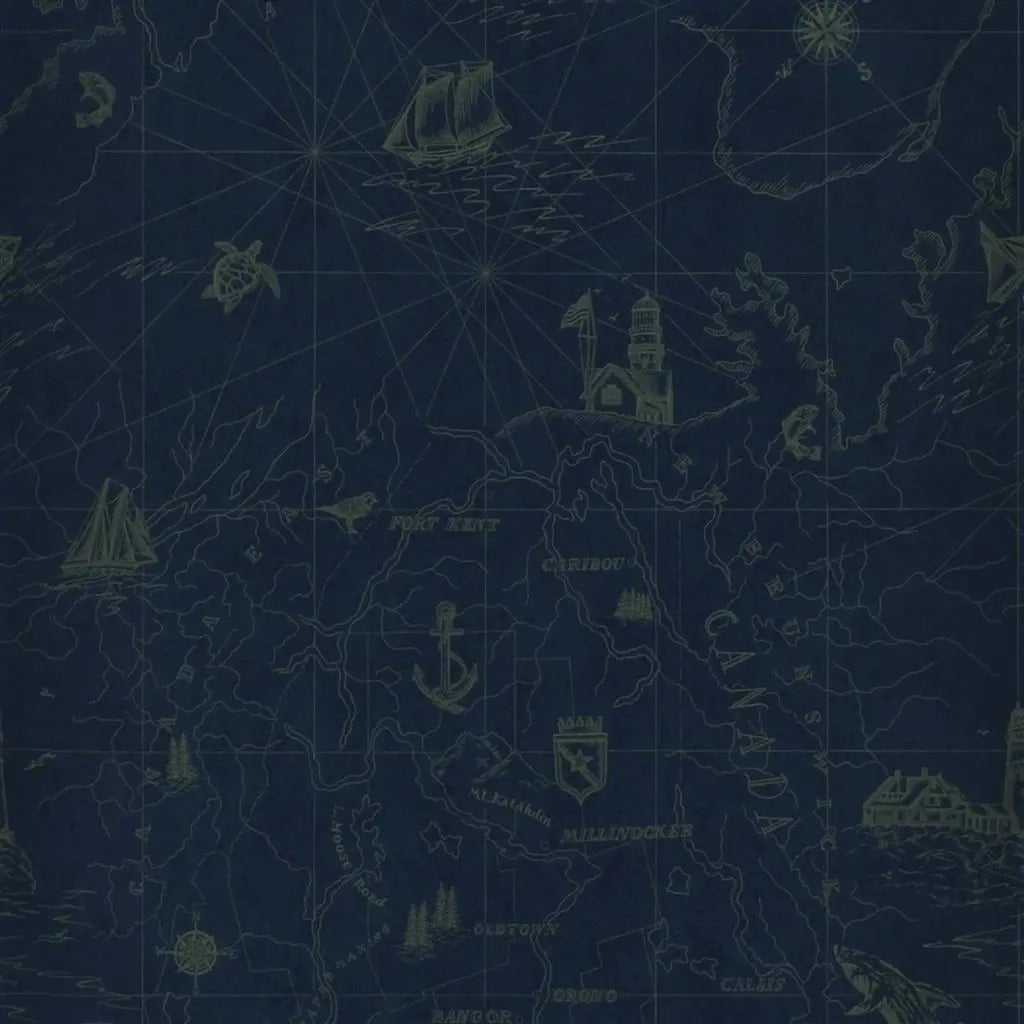 Shipping Lanes Map Wallpaper - Brilliant Blue - Ralph Lauren - PRL5027/04 - Premier Wallcovering