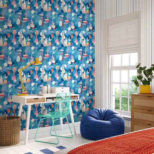 Ships Ahoy Wallpaper - Ocean Mix - Hoopla Walls - HWA1303W - Premier Wallcovering