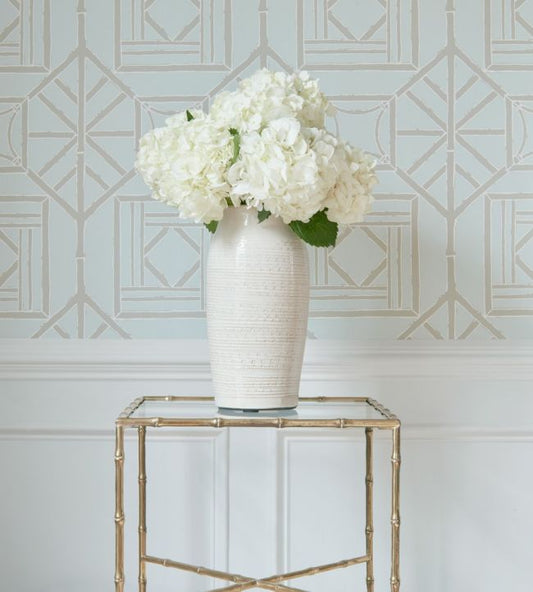 Shoji Panel Wallpaper - Aqua - Thibaut - T75519 - Premier Wallcovering