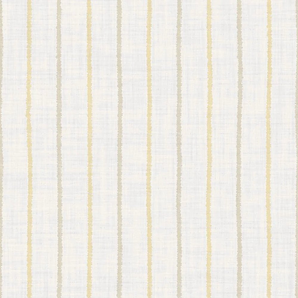 Shoreline Stripes Wallpaper - Lemon Meringue and Gold on Pearl White - LAN100307 - Lucie Annabel - Premier Wallcovering