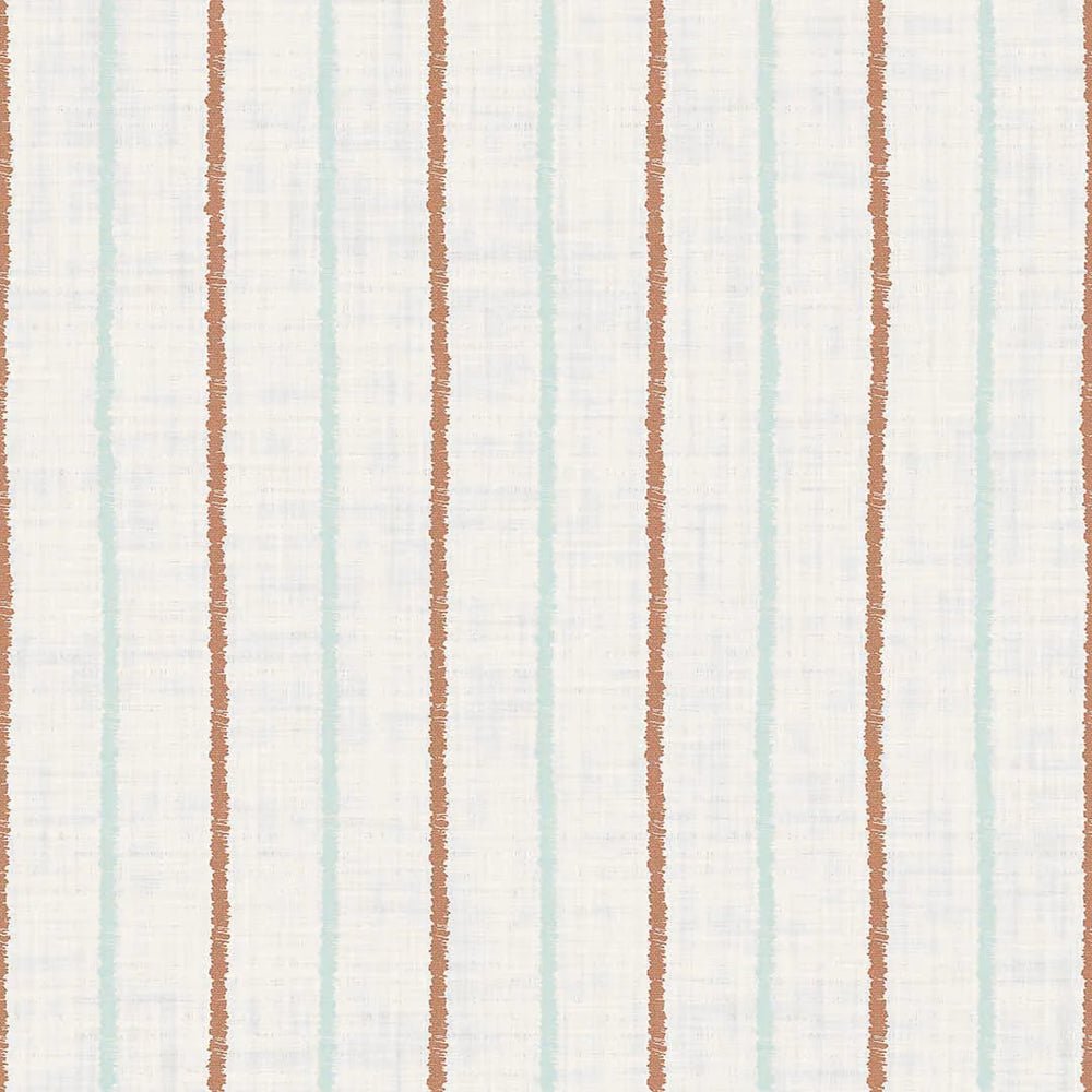 Shoreline Stripes Wallpaper - Autumn Spice and Duck Egg on Pearl White - LAN100306 - Lucie Annabel - Premier Wallcovering
