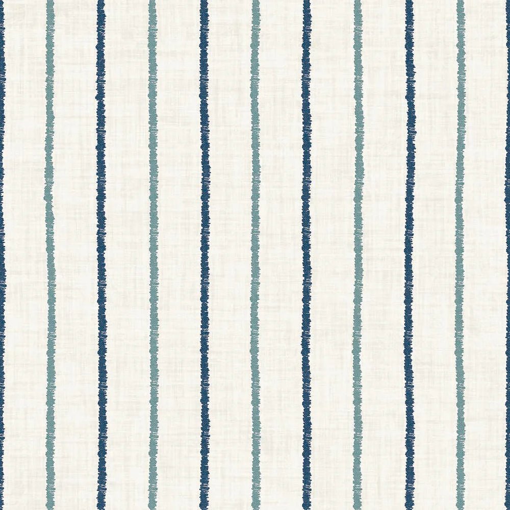Shoreline Stripes Wallpaper - Classic Navy and Teal on Sand - LAN100308 - Lucie Annabel - Premier Wallcovering