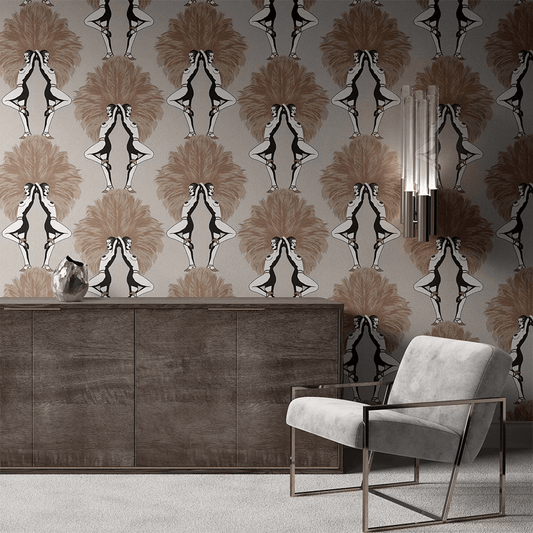 Showgirls Wallpaper - Metallic Bronze & Cream - The Graduate Collection - SHOWMETCREAM - Premier Wallcovering