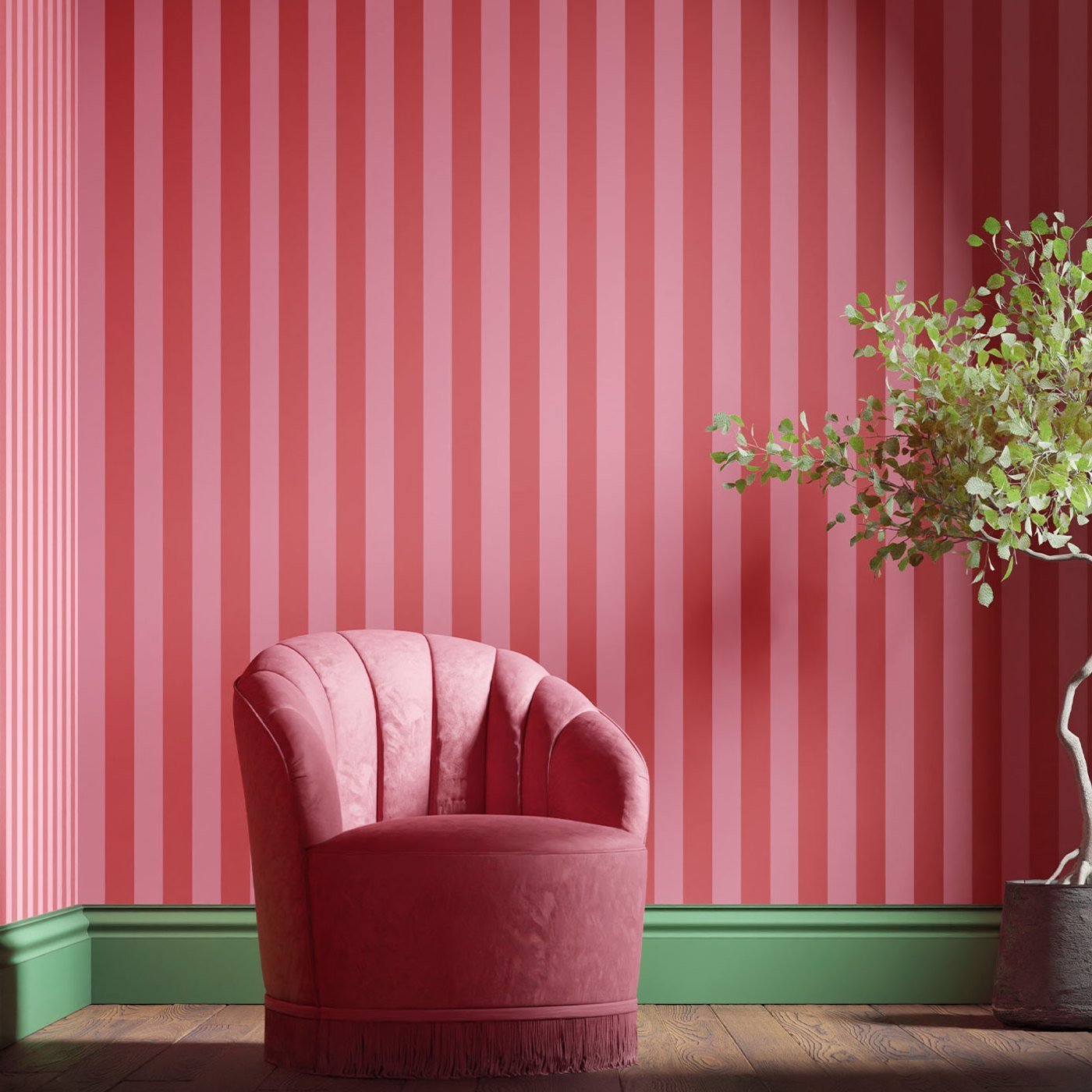 Signature Stripe Wallpaper - Flamenco - 510031 - Morris & Co - Premier Wallcovering