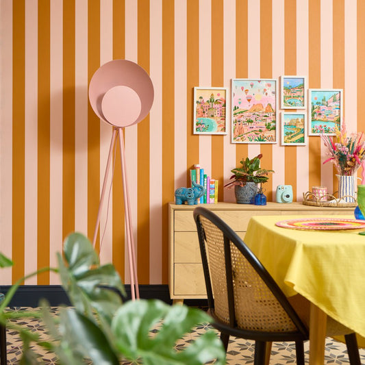 Signature Stripe Wallpaper - Candy Floss & Cinnamon - Lust Home - LH900460 - Premier Wallcovering
