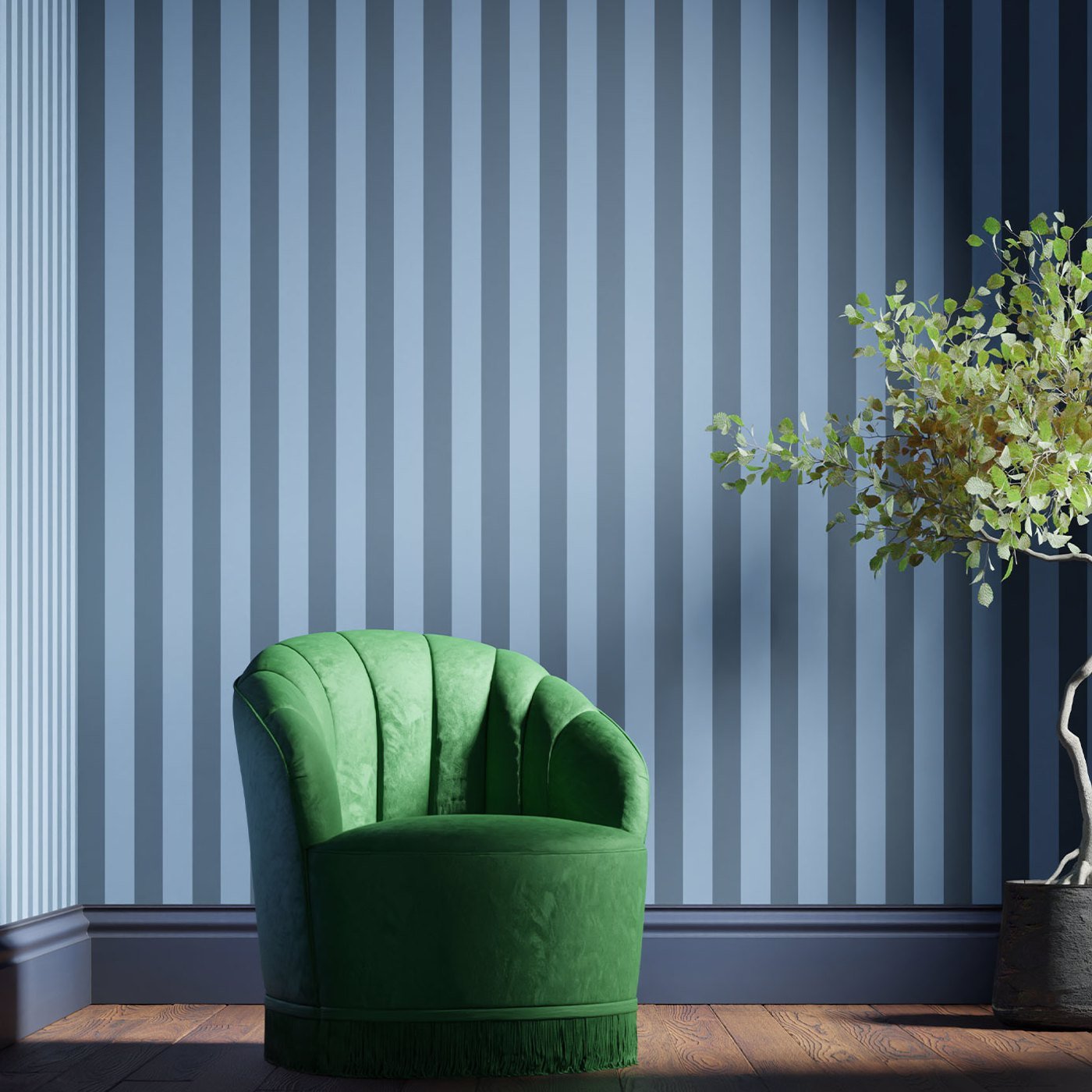 Signature Stripe Wallpaper - Jazz Night - 510032 - Morris & Co - Premier Wallcovering