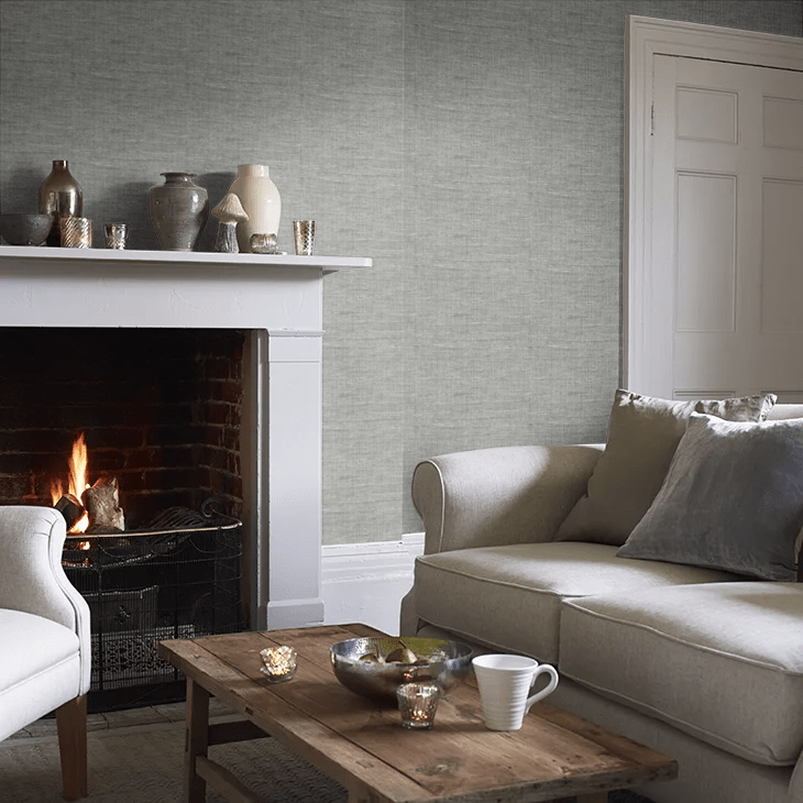 Silas Faux Linen Wallpaper - Pavestone - NextWall - NW57808 - Premier Wallcovering