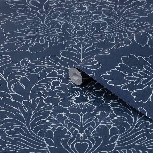 Silchester Wallpaper - Midnight Seaspray Blue - Laura Ashley - 119852 - Premier Wallcovering