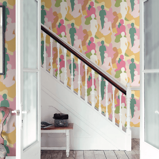 Silhouette Wallpaper - Emerald & Peach - Ohpopsi - ABS50111W - Premier Wallcovering