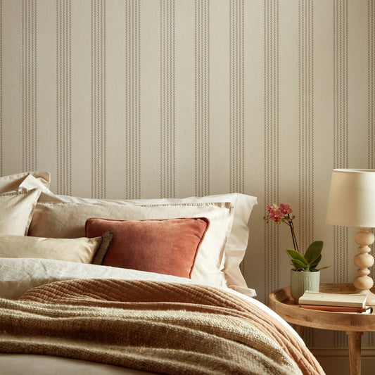Silk Stripe Wallpaper - Burnished Brown - 1838 wallcoverings - 2513 - 186 - 01 - Premier Wallcovering