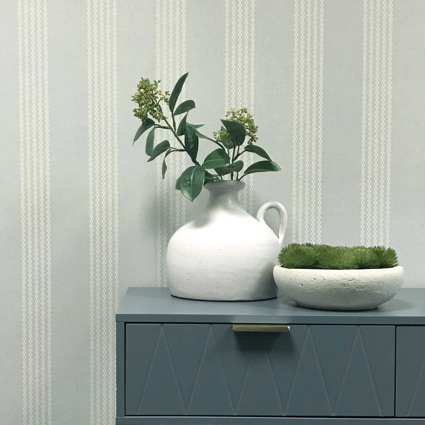Silk Stripe Wallpaper - Powder Blue - 1838 wallcoverings - 2513 - 186 - 04 - Premier Wallcovering