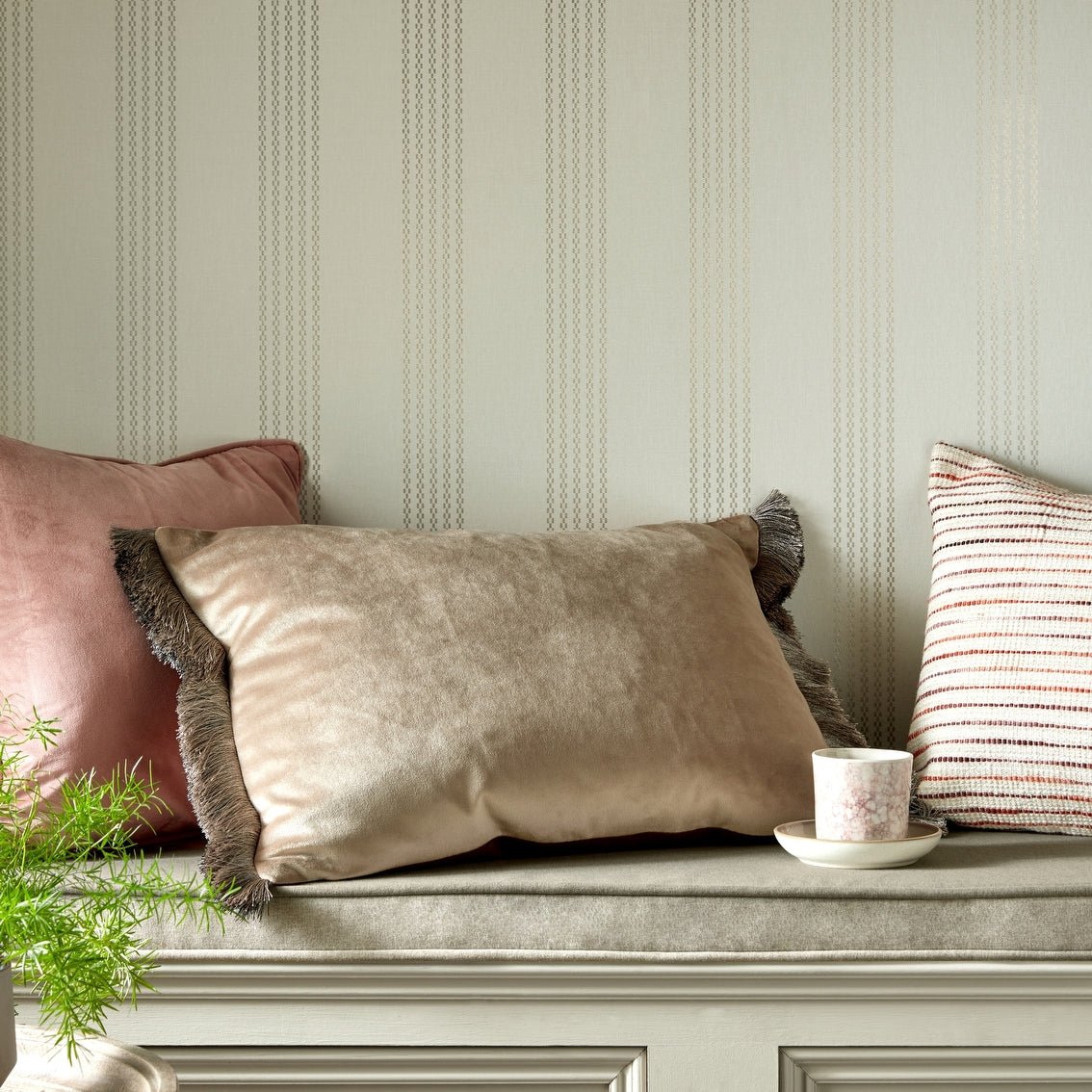 Silk Stripe Wallpaper - Metallic - 1838 wallcoverings - 2513 - 186 - 02 - Premier Wallcovering