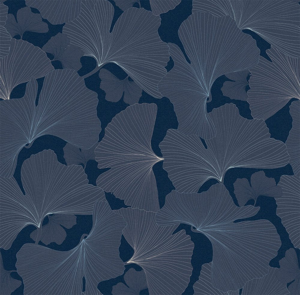 Silver Apricot Wallpaper - Classic Navy and Mineral - LAN100202 - Lucie Annabel - Premier Wallcovering