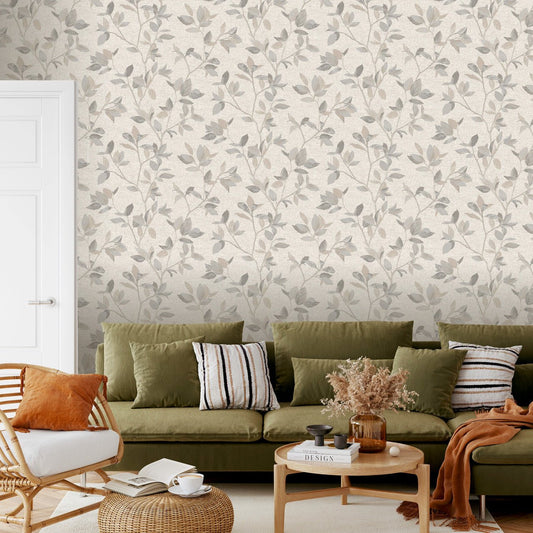Silver Birch Elegant Homes Wallpaper - Silver / Neutral - Rasch - 311402 - Premier Wallcovering