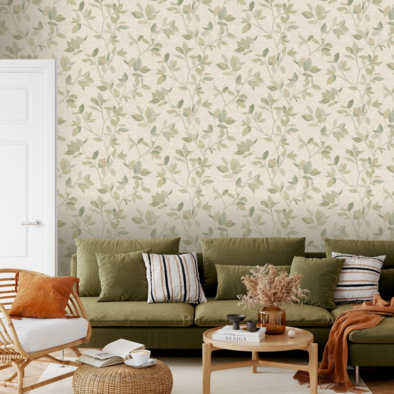 Silver Birch Elegant Homes Wallpaper - Green - Rasch - 311433 - Premier Wallcovering