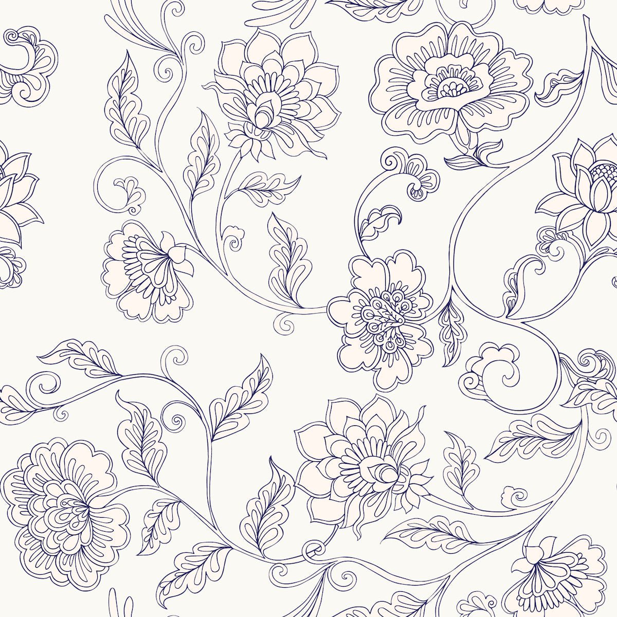 Morris Collections - 1130 - Simply Chrysanthemum Wallpaper - Floral White - Premier Wallcovering