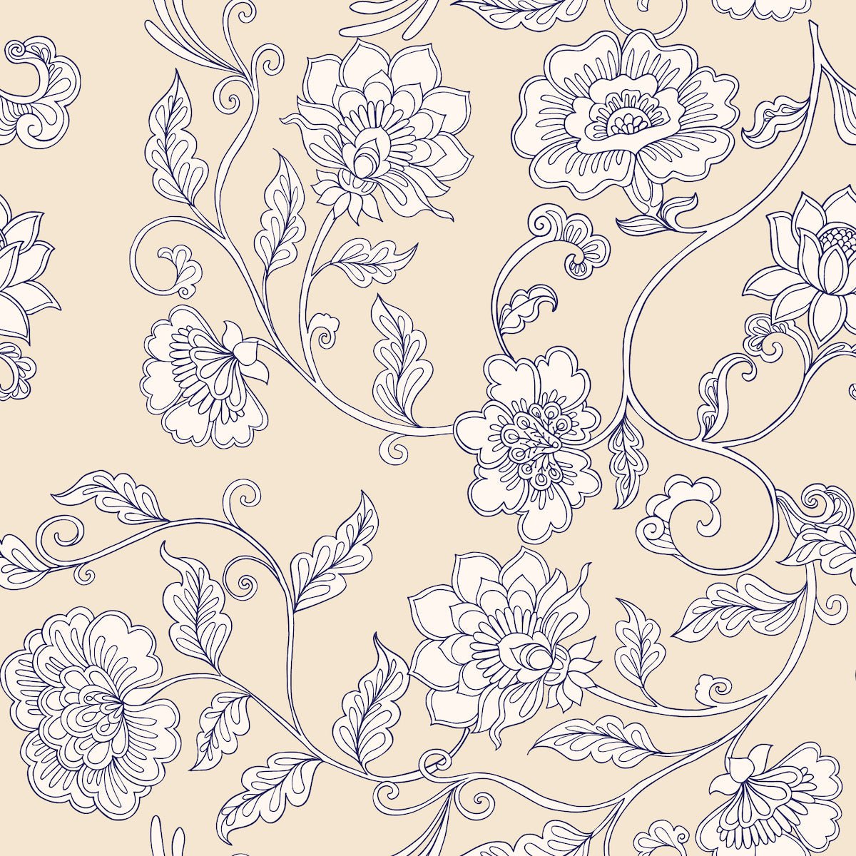 Morris Collections - 1129 - Simply Chrysanthemum Wallpaper - Floral Cream - Premier Wallcovering