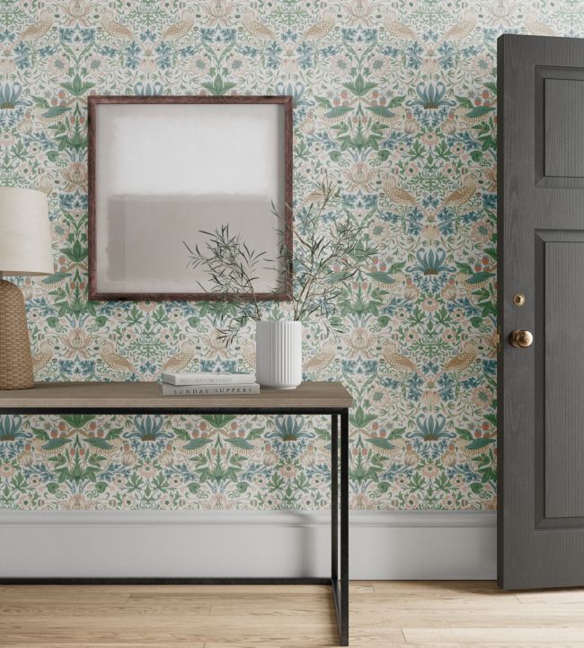 Simply Strawberry Thief Wallpaper - Cochineal Pink - 217061 - Morris & Co - Premier Wallcovering